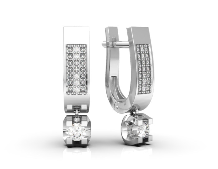 Серьги из белого золота с бриллиантами (052971)