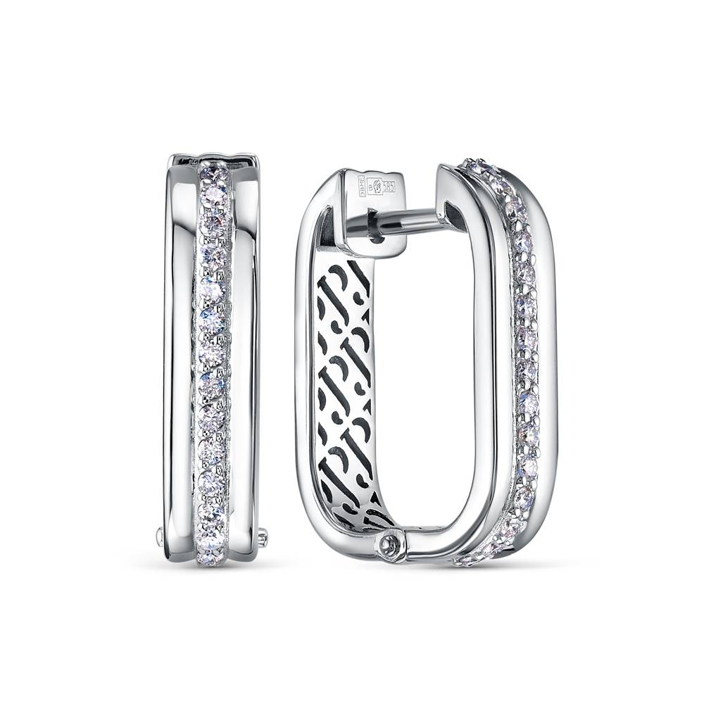 Серьги конго из платины с бриллиантами (058048)