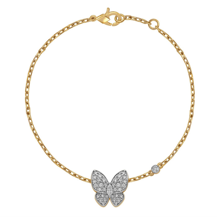 Браслет из жёлтого золота с бриллиантами "Бабочки" (059905)