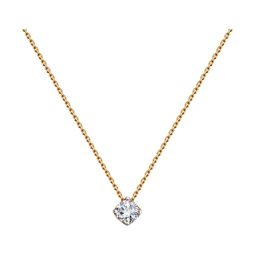 Колье из красного золота с фианитом (046025)