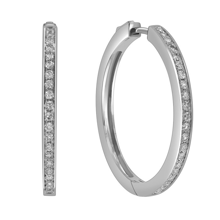 Серьги конго из белого золота с бриллиантами (051693)