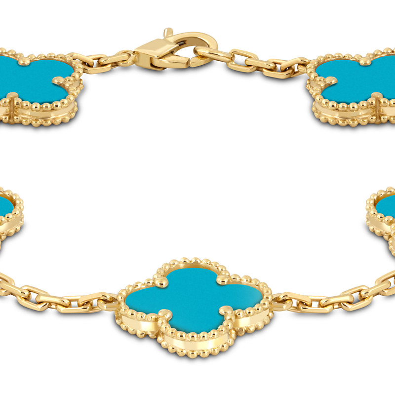 Браслет из жёлтого золота с бирюзой (052576)