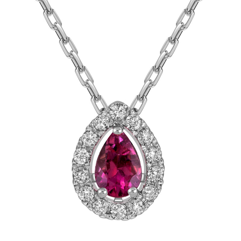 Колье из белого золота с бриллиантами и турмалином (062772)