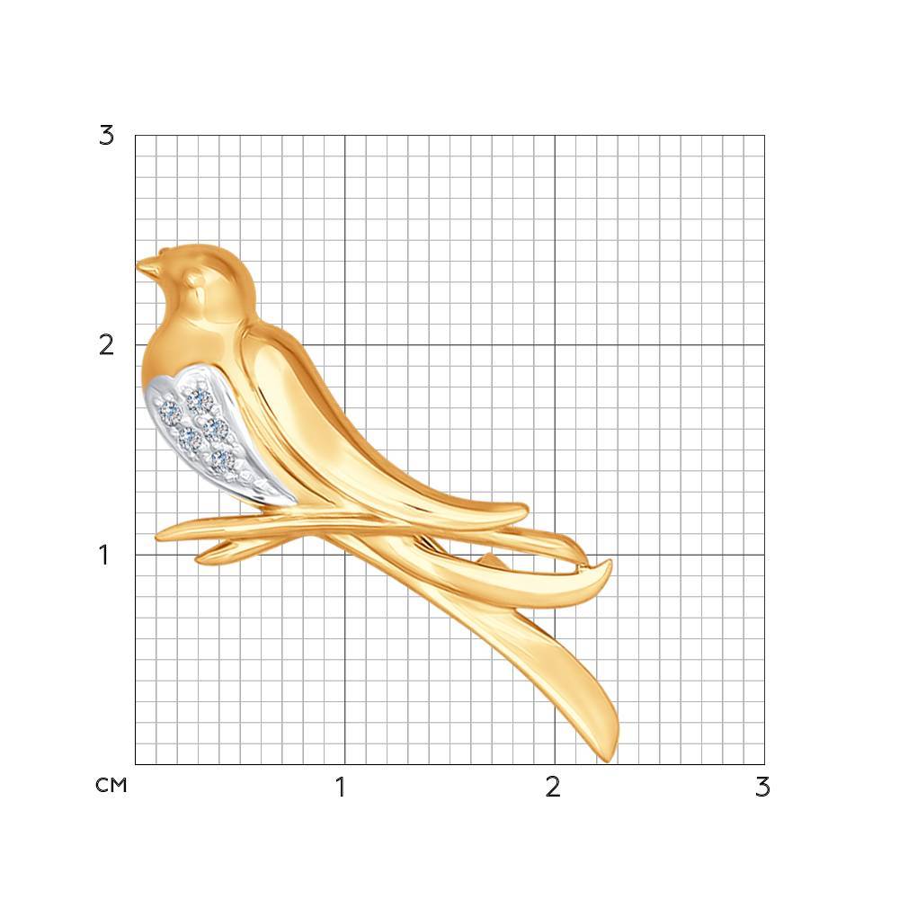 Брошь из красного золота с бриллиантами (042905)