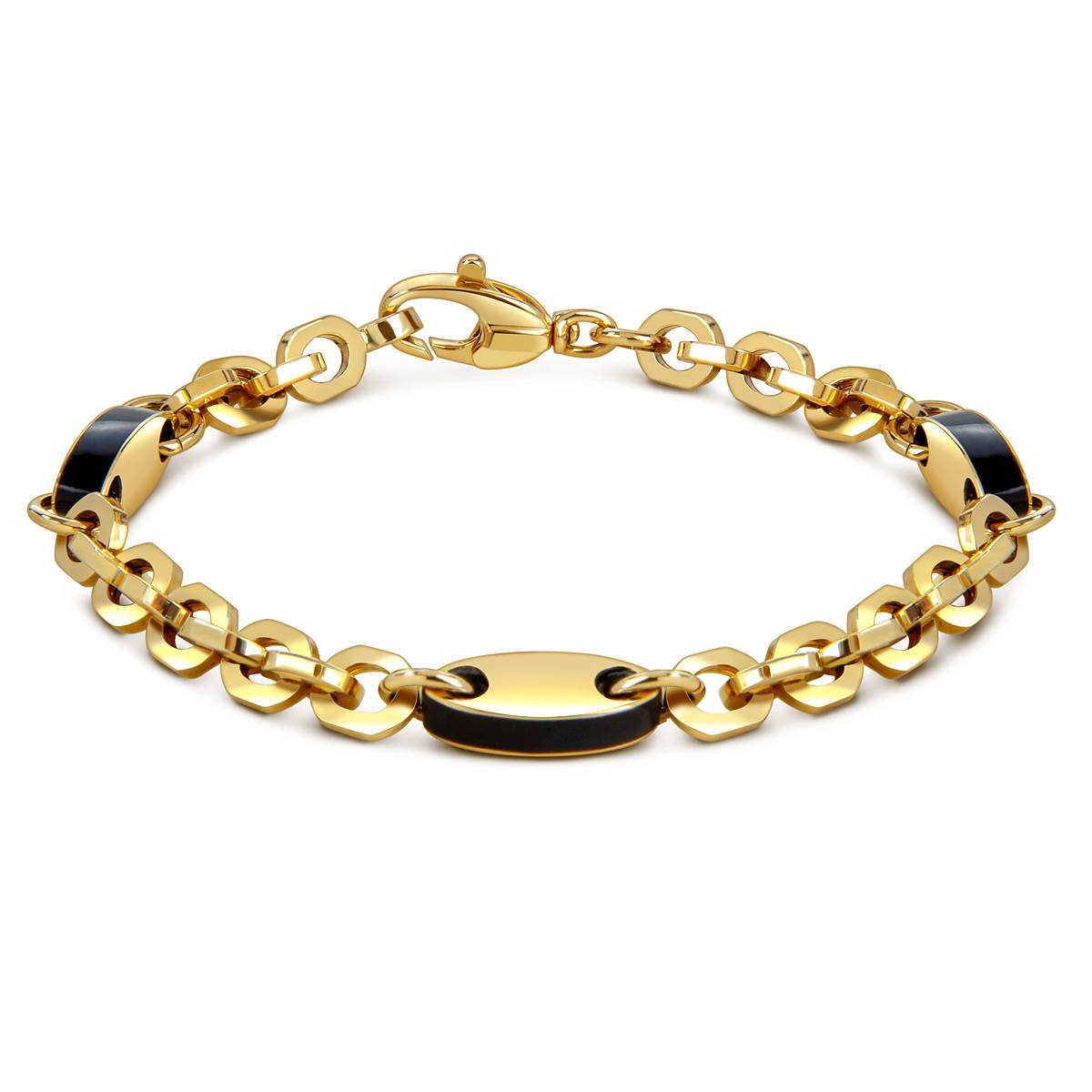 Браслет из жёлтого золота с ониксом (057833)