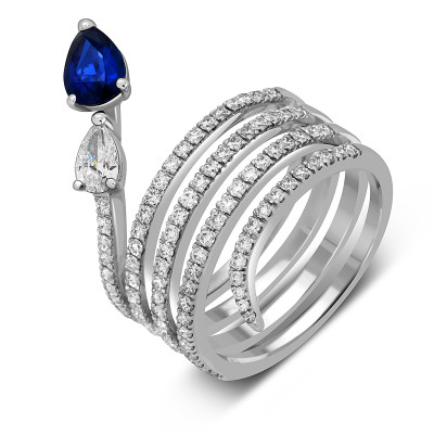 Кольцо из белого золота с бриллиантами и сапфиром &quot;Crivelli&quot; (052511)