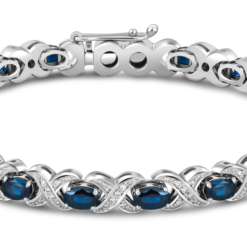 Браслет из белого золота с бриллиантами и сапфирами (050784)