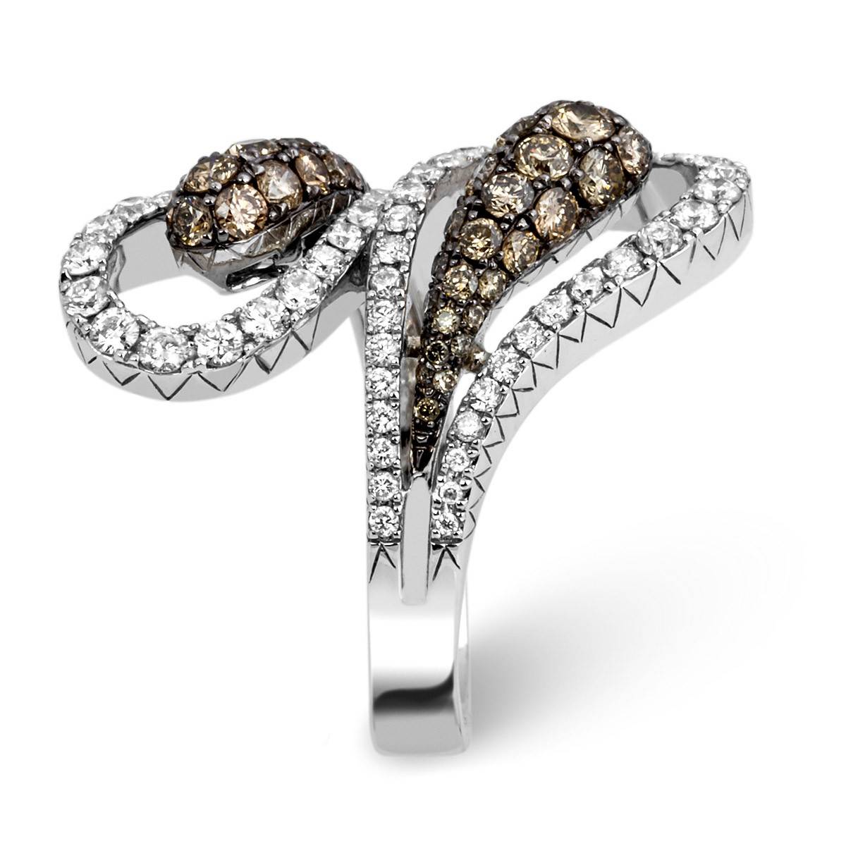 Кольцо с бриллиантами из белого золота (011073)