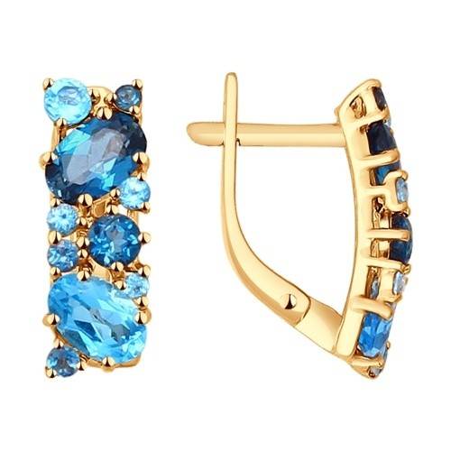 Серьги из красного золота с топазами (027789)