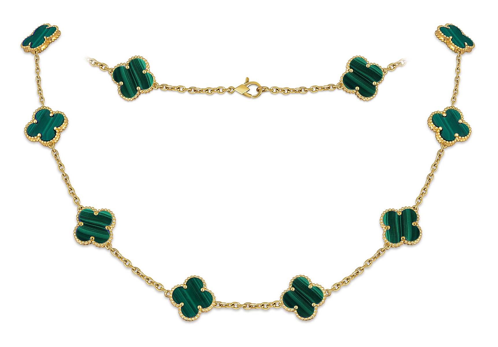 Колье из жёлтого золота с малахитом (051812)