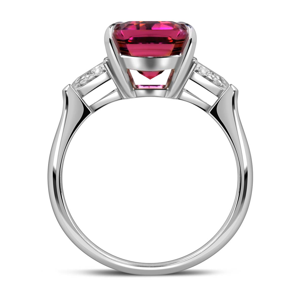 Кольцо из белого  золота с бриллиантами и розовым турмалином (060184)