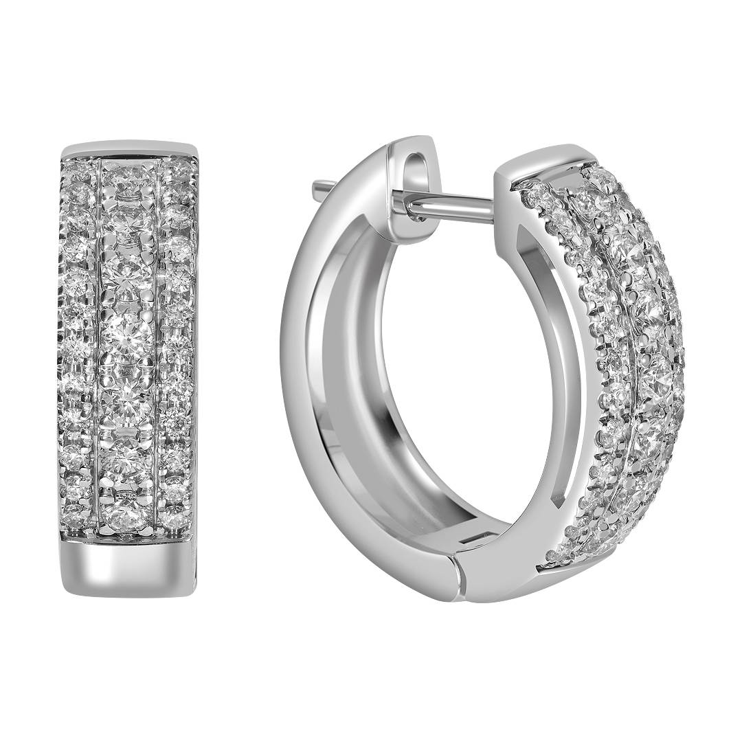 Серьги конго из белого золота с бриллиантами (046793)