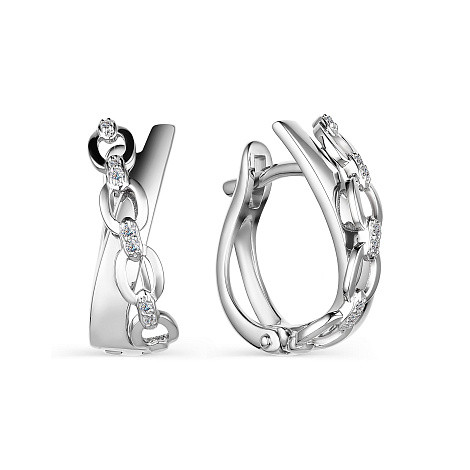 Серьги из белого золота с бриллиантами (046241)