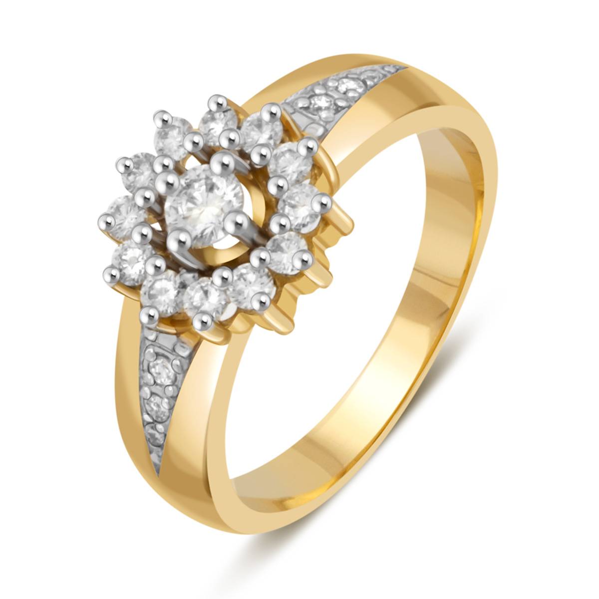 Помолвочное кольцо из комбинированного золота с бриллиантами (030883)