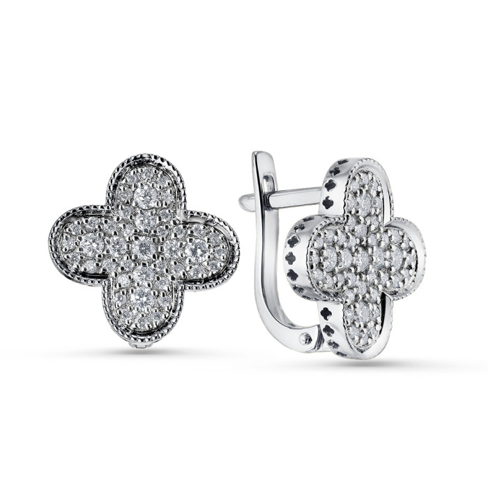 Серьги из белого золота с бриллиантами (061733)