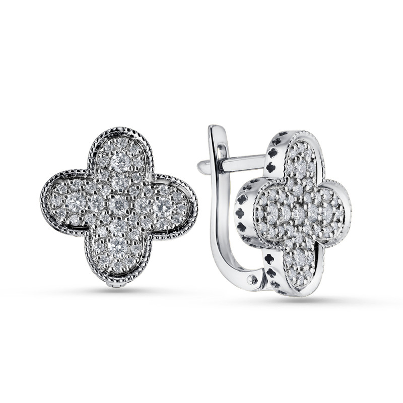 Серьги из белого золота с бриллиантами (061733)