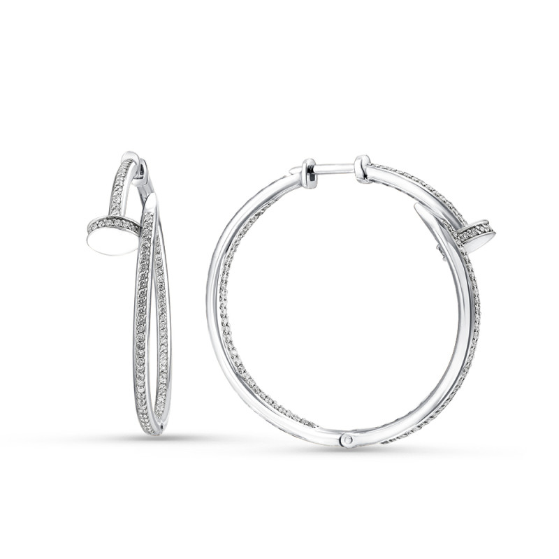 Серьги конго из белого золота с бриллиантами (060903)