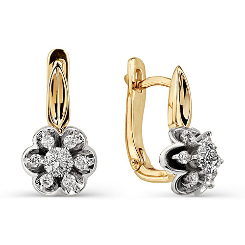 Серьги из красного золота с бриллиантами (031489)