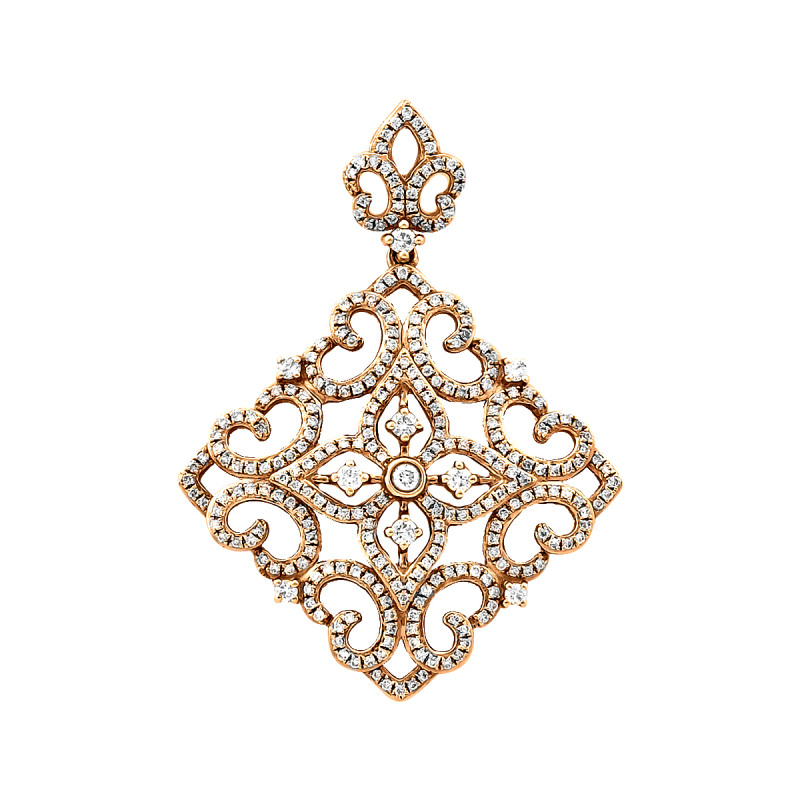 Кулон из красного золота с бриллиантами (046534)