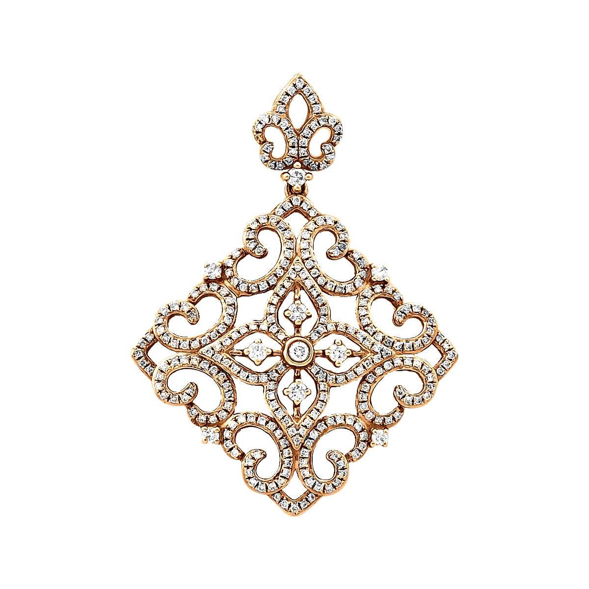 Кулон из красного золота с бриллиантами (046534)