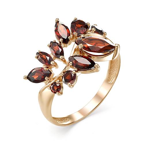 Кольцо из красного золота с гранатами (040261)