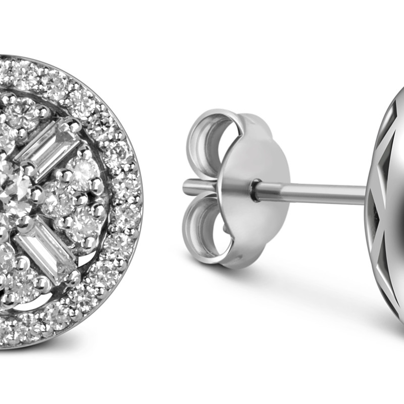 Серьги пусеты из белого золота с бриллиантами (051605)