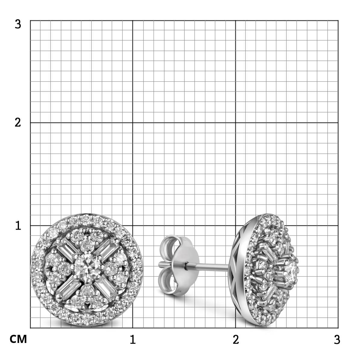 Серьги пусеты из белого золота с бриллиантами (051605)