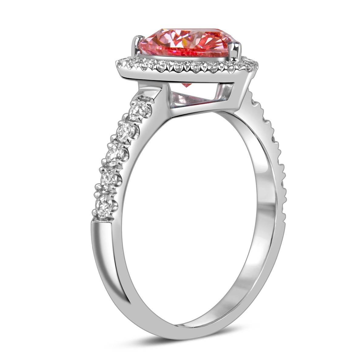 Помолвочное кольцо из белого золота с розовым бриллиантом 