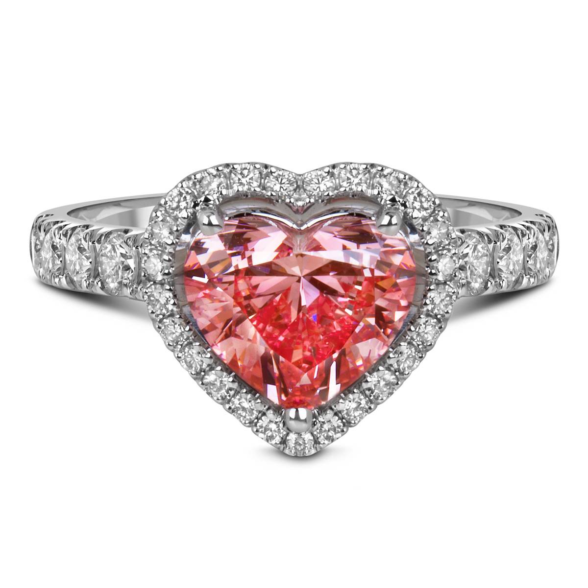 Помолвочное кольцо из белого золота с розовым бриллиантом 