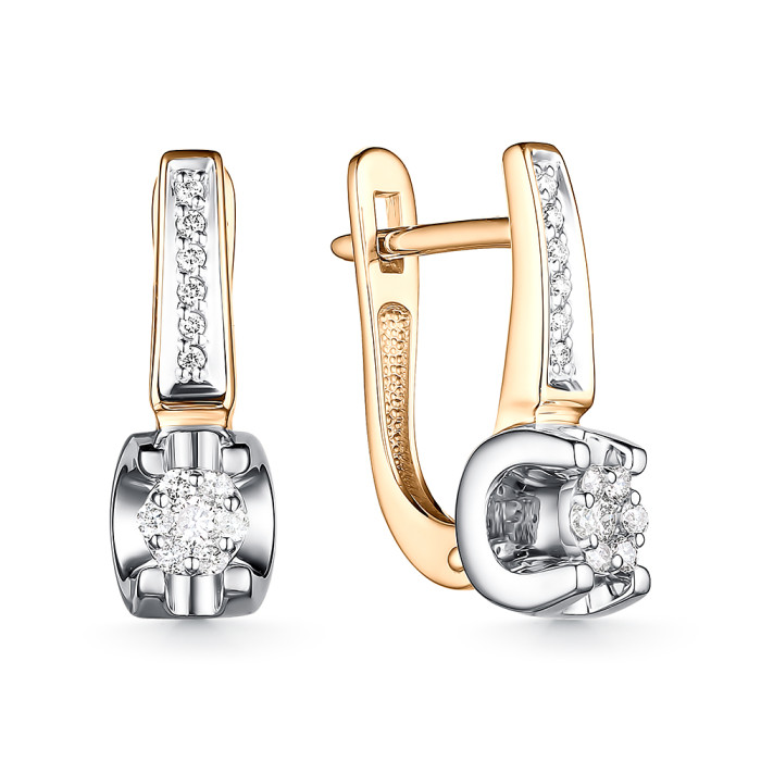 Серьги из комбинированного золота с бриллиантами (060584)