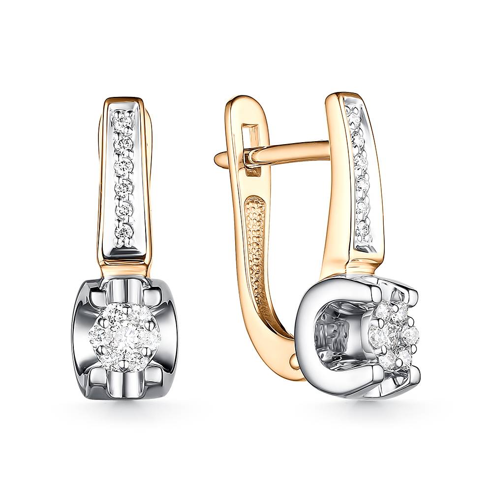 Серьги из комбинированного золота с бриллиантами (060584)