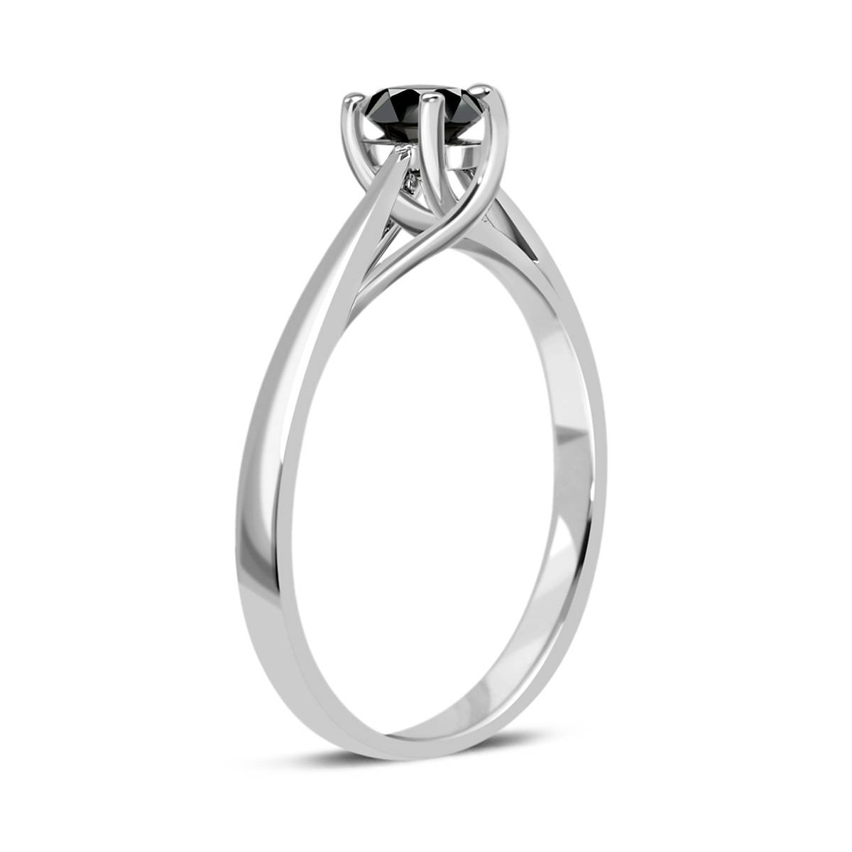 Помолвочное кольцо из белого золота с  чёрным бриллиантом (040813)