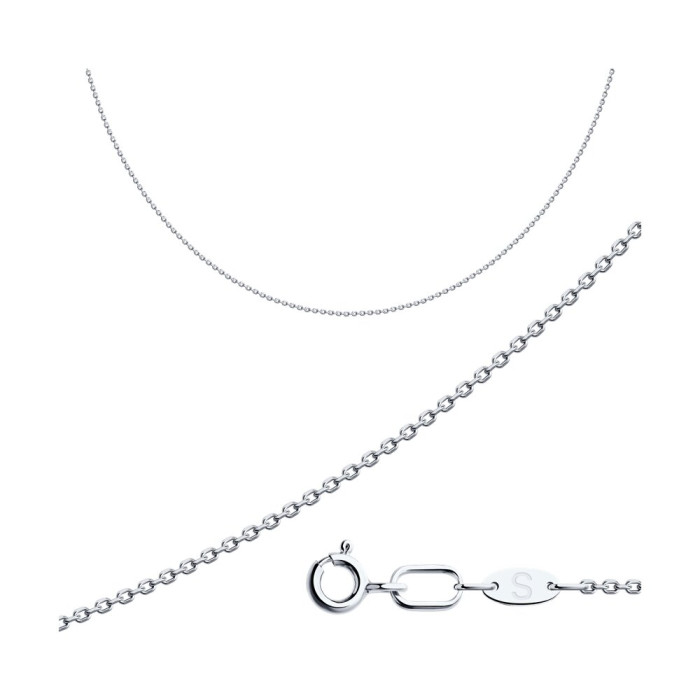 Цепь из белого золота, плетение "Якорное" (050770)