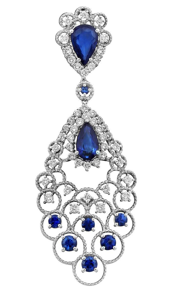 Кулон из белого золота с бриллиантами и сапфирами (024084)