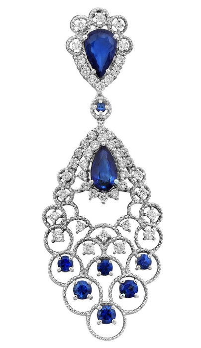 Кулон из белого золота с бриллиантами и сапфирами (024084)