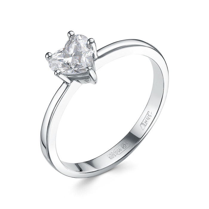 Помолвочное кольцо из платины с бриллиантом "Сердце" (059385)