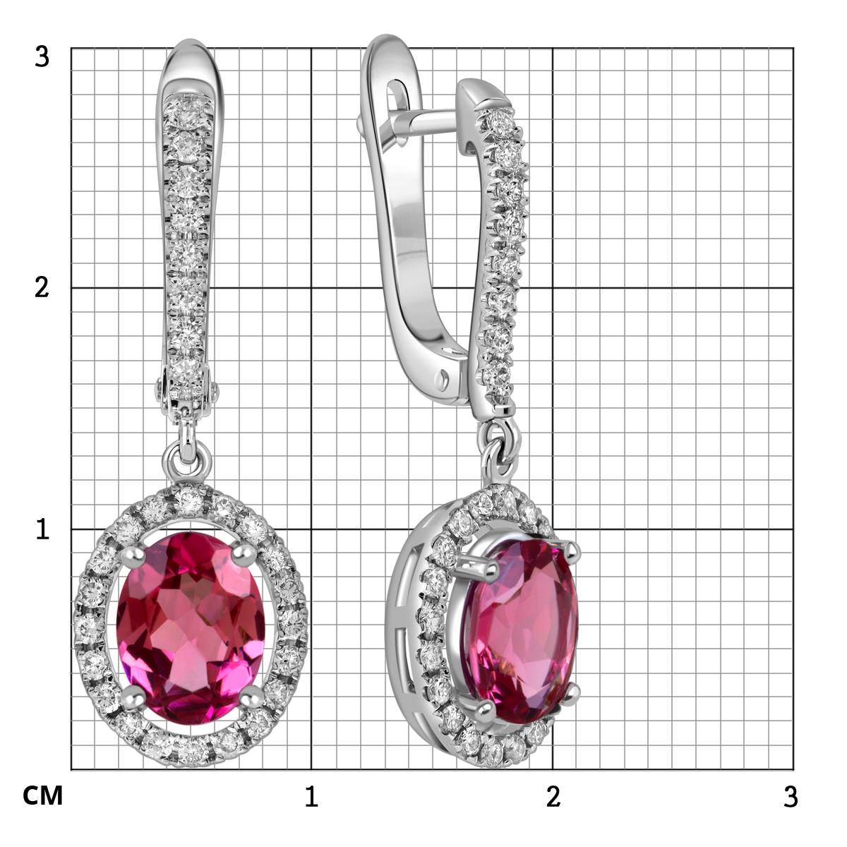 Серьги из белого золота с бриллиантами и турмалинами (061130)