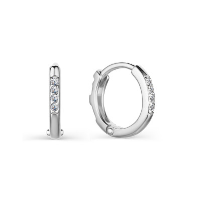 Серьги конго из белого золота с бриллиантами (046234)