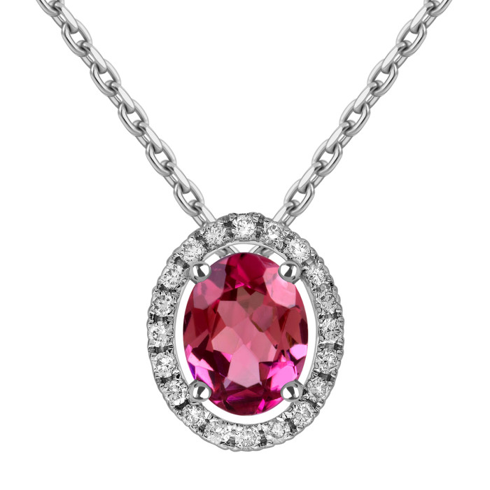 Колье белого золота с бриллиантами и турмалином (061064)