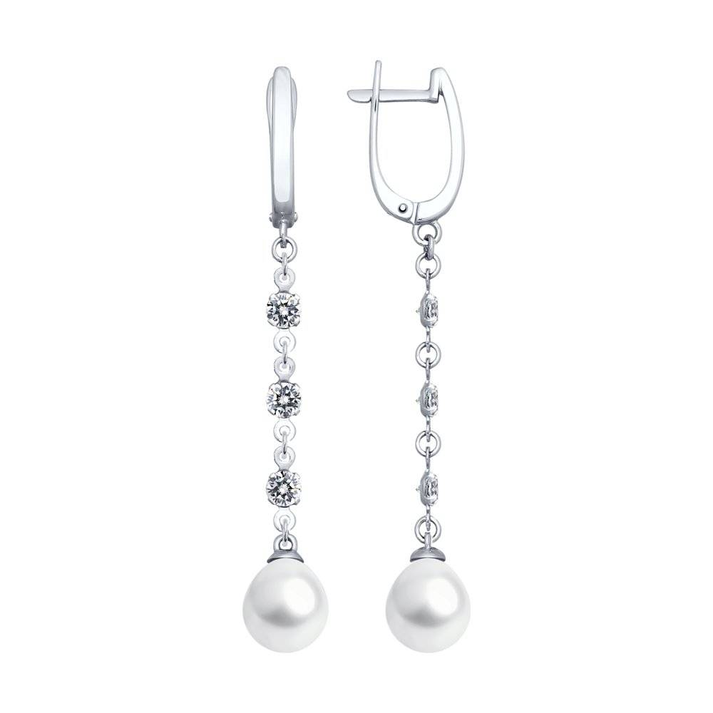 Серьги из белого золота с жемчугом (050919)