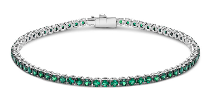 Браслет из белого золота с изумрудами (047285)