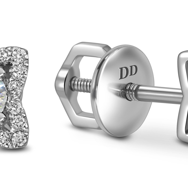 Серьги пусеты из белого золота с бриллиантами (062828)