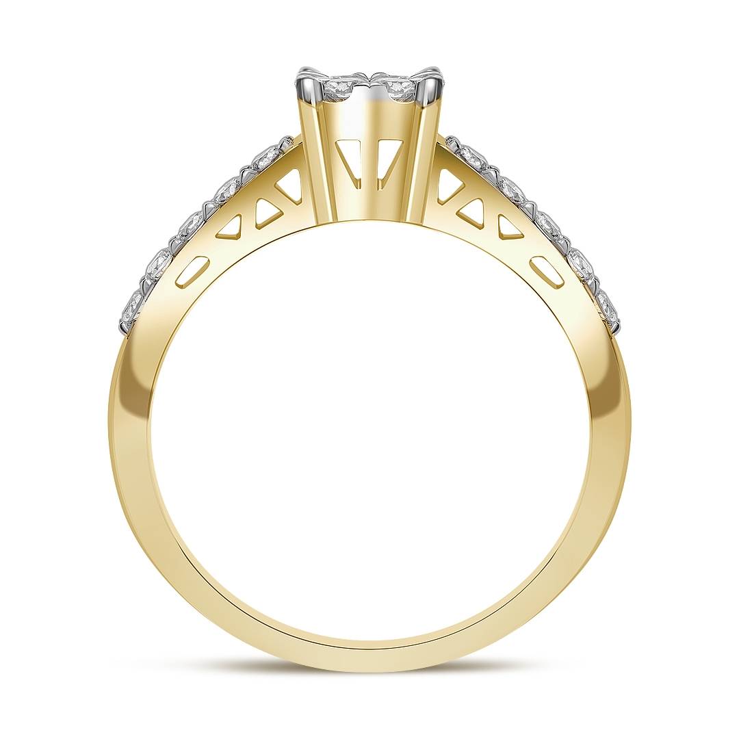 Кольцо из комбинированного золота с бриллиантами (039639)