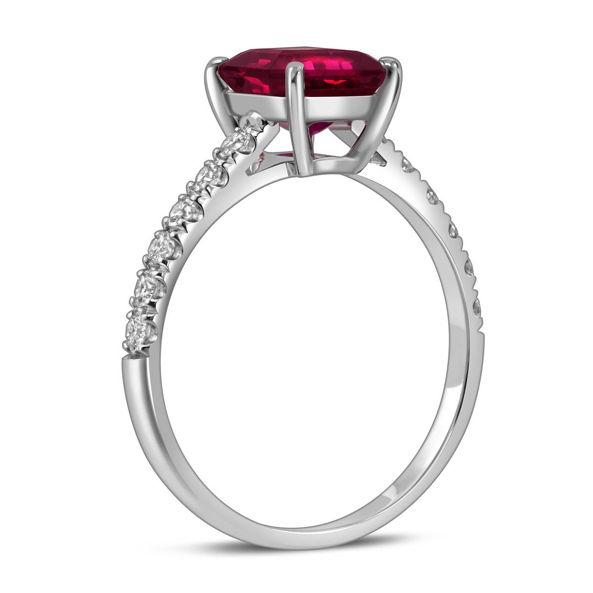 Кольцо из белого золота с бриллиантами и рубином (058501)