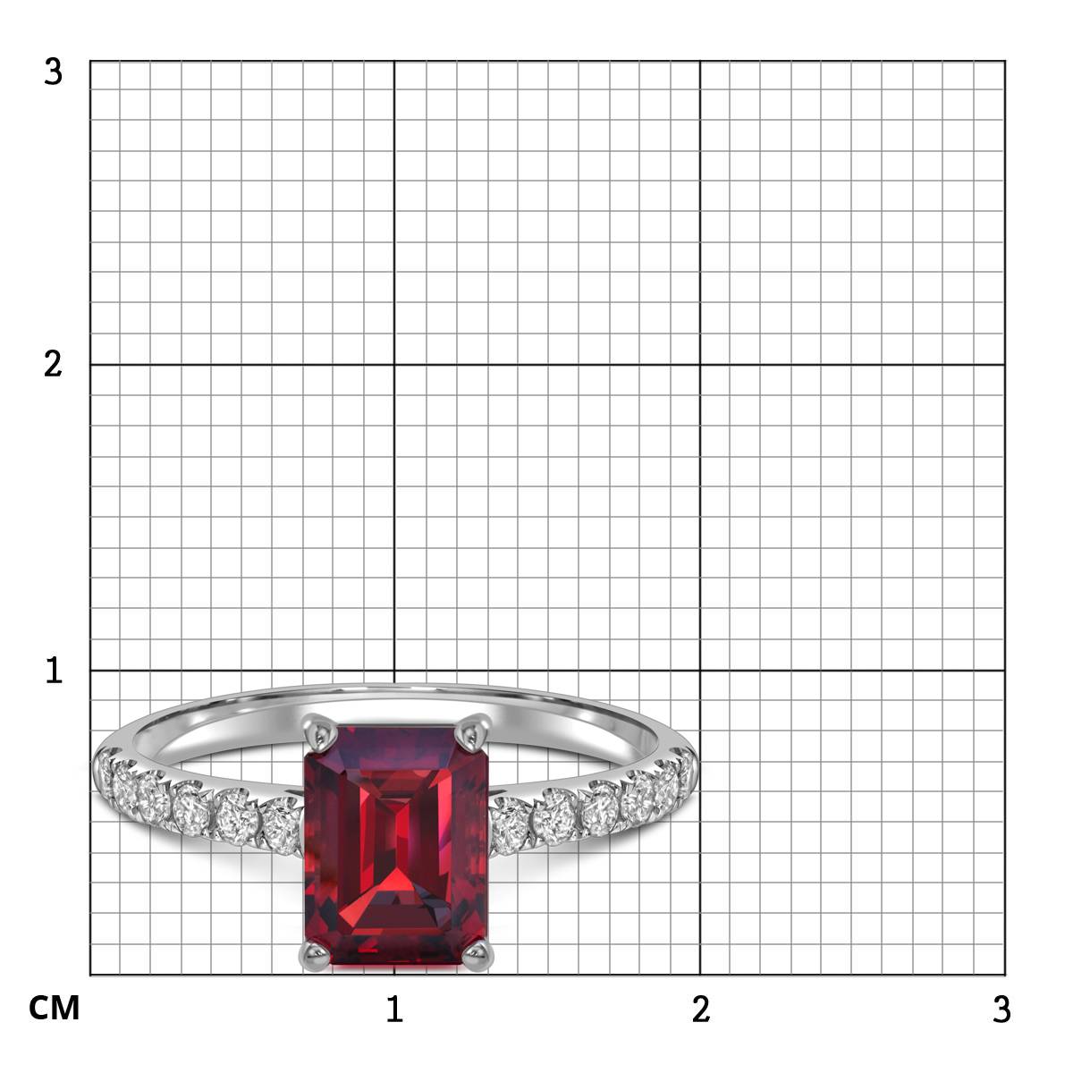 Кольцо из белого золота с бриллиантами и рубином (058501)