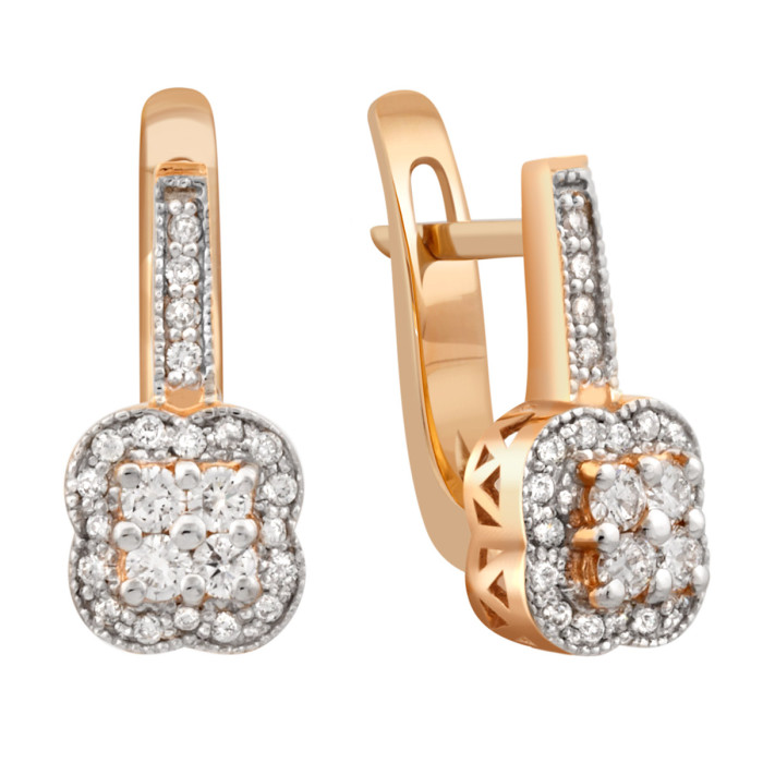 Серьги из красного золота с бриллиантами (037633)