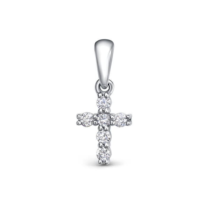 Кулон крест из платины с бриллиантами (058379)