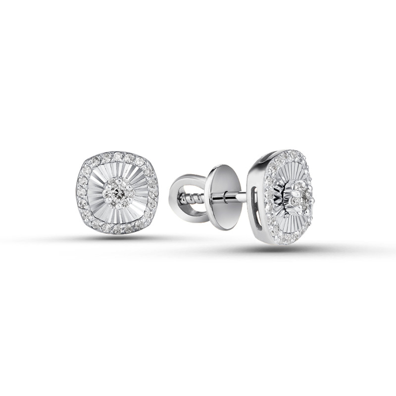 Серьги пусеты из белого золота с бриллиантами (060126)