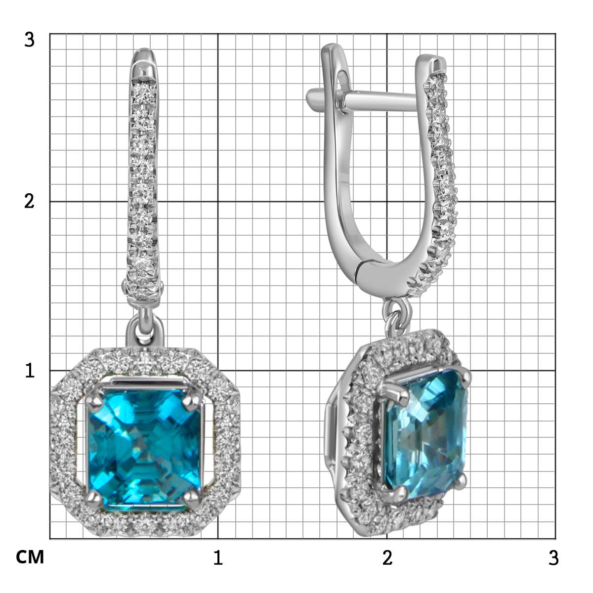 Серьги из белого золота с бриллиантами и старлитами (059193)