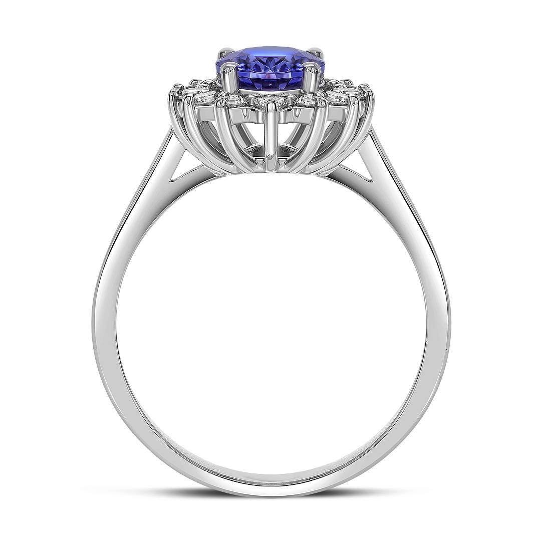 Кольцо из белого золота с бриллиантами и танзанитом (061602)